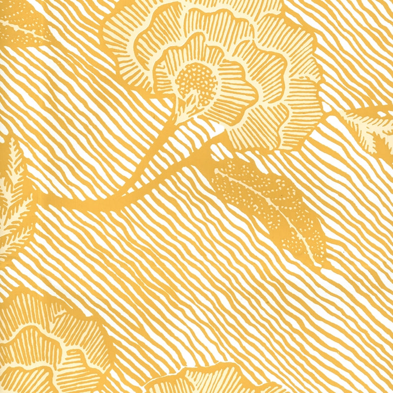 Sample 4060M-06WP Flores Ii, Inca Gold Cream on White by Quadrille Wallpaper
