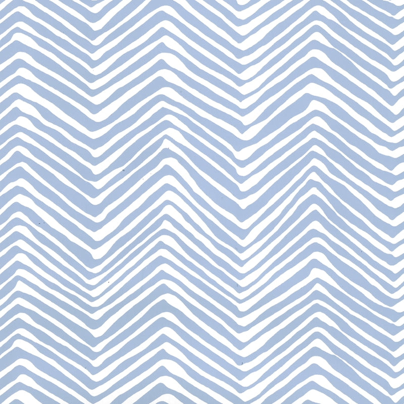 Sample AP303-15WWP Petite Zig Zag, French Blue on White by Quadrille Wallpaper