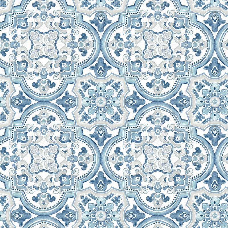 Sample 3124-13962 Thoreau, Concord Blue Medallion Wallpaper by Chesapeake