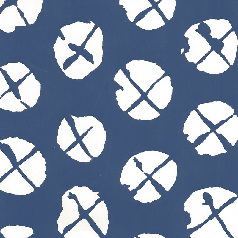 Sample 6655WP-09 Obi Ii Reverse, Navy on Almost White by Quadrille Wallpaper