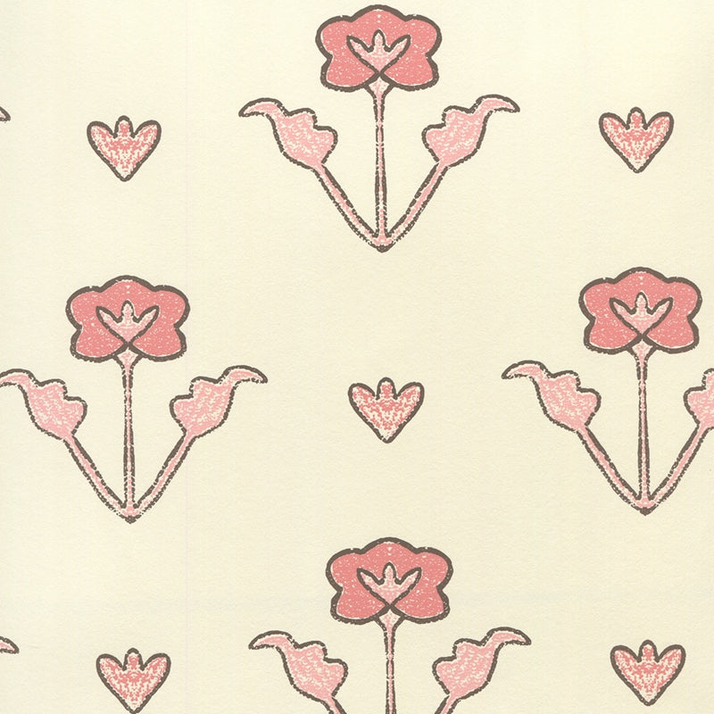Sample HC1995W-02OWP Clementine All Over, Peach Pink Brown On Off White by Quadrille Wallpaper