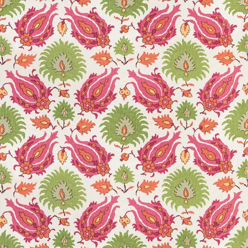 Sample BR-700020-7312 Kashmiri Linen Print Pink/Green Ethnic Brunschwig and Fils Fabric