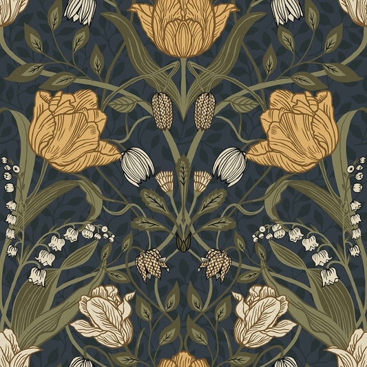 Purchase 2999-44106 Annelie Filippa Navy Tulip Navy Blue A-Street Prints Wallpaper