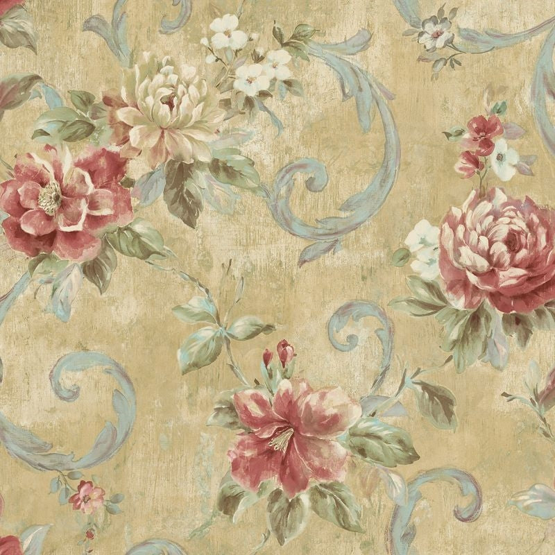 Search VA10907 Via Allure 2 Floral Scroll by Wallquest Wallpaper