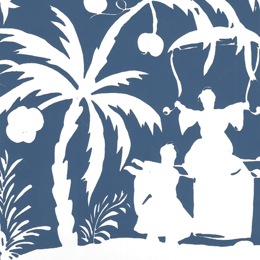 Buy 6015-08WWP Lyford Background Navy on White by Quadrille Wallpaper