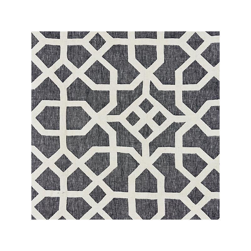 Sample 27149-005 Linen Lattice, Indigo and Greige - Scalamandre Fabric (SC 000527149)