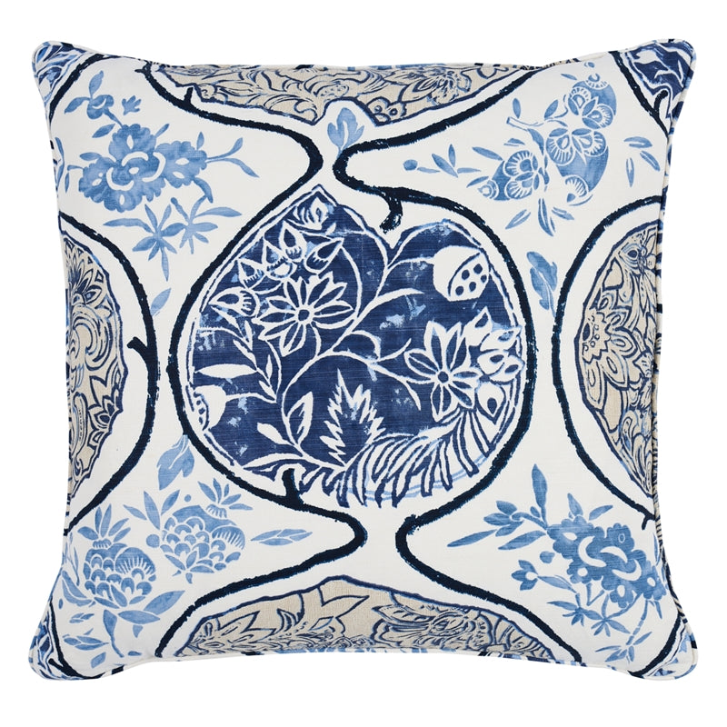So262093306 | Katsugi 22" Pillow, Blues - Schumacher Furniture and Accessories