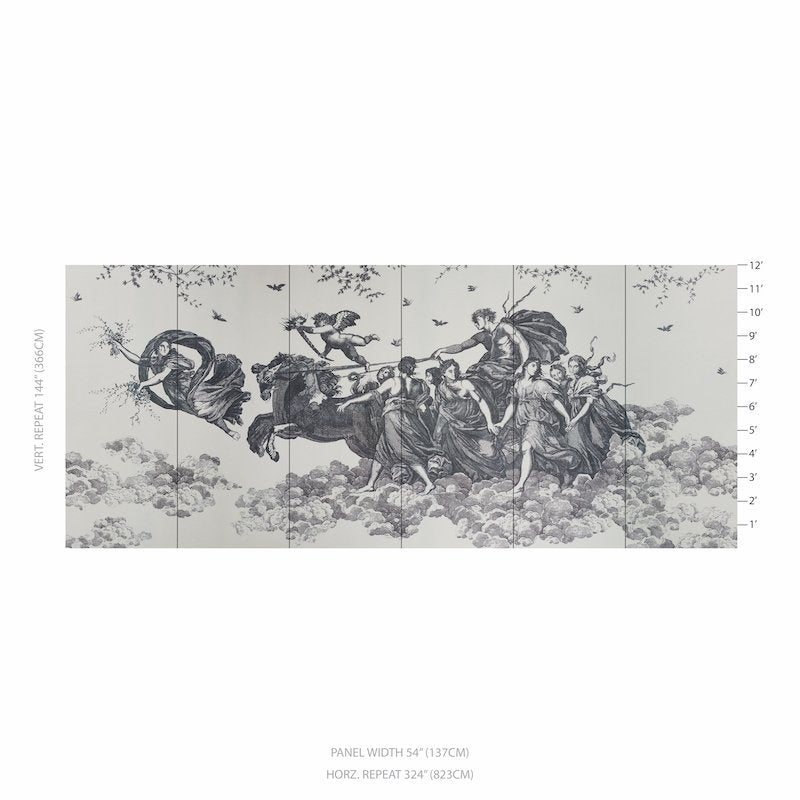 Save on 5011500 Chariot Of Dawn Toile Black Schumacher Wallcovering Wallpaper