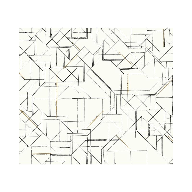 Sample PSW1050RL Line Art, Geometrics Black Peel and Stick Wallpaper