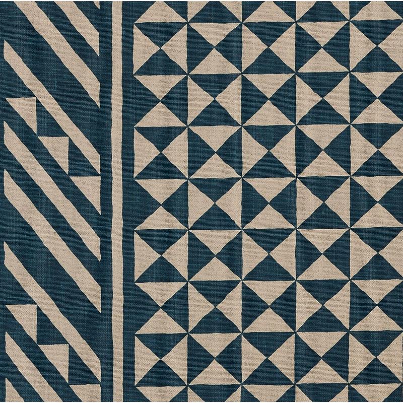 Purchase sample of 176302 Nuba, Indigo On Natural by Schumacher Fabric