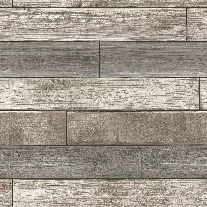 Sample NU3130 Reclaimed Wood Plank Natural, Faux Wood Peel and Stick Wallpaper