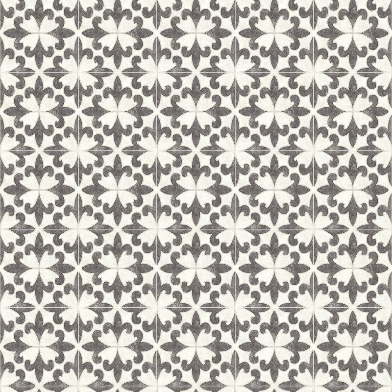 Save 4072-70032 Delphine Remy Black Fleur Tile Wallpaper Black by Chesapeake Wallpaper