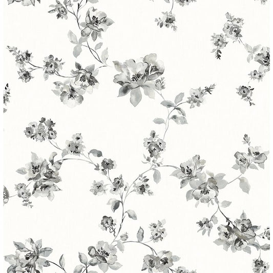 Shop 3115-24482 Farmhouse Cyrus Black Festive Floral Black by Chesapeake Wallpaper