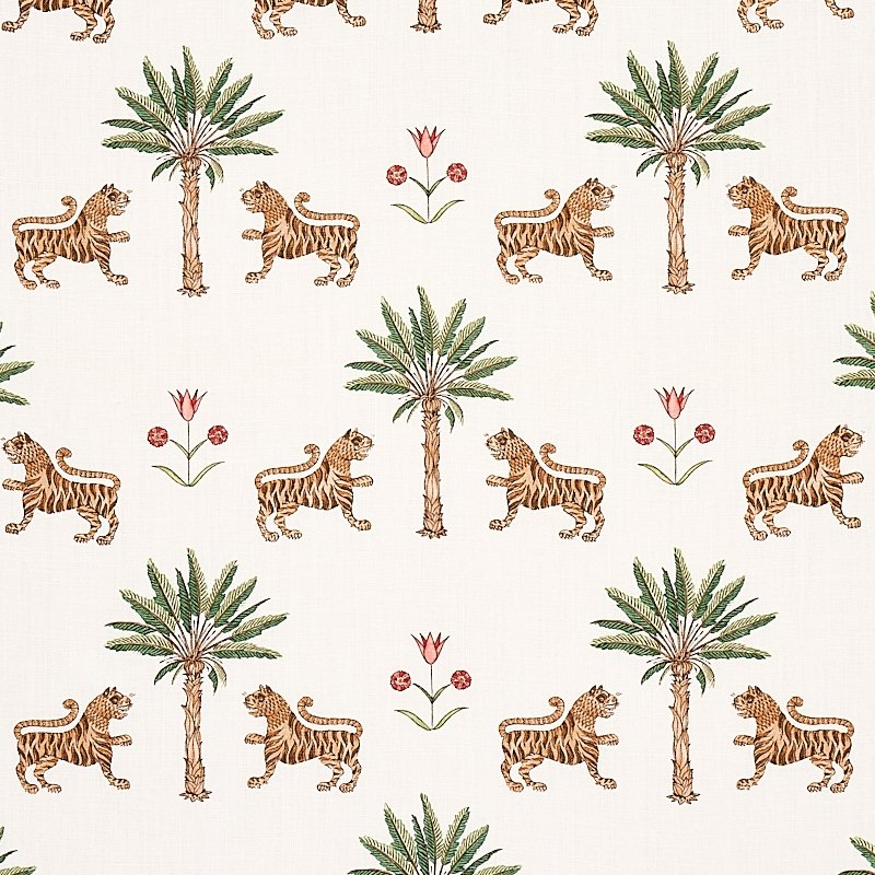 Search 179932 Tiger Palm Crimson by Schumacher Fabric