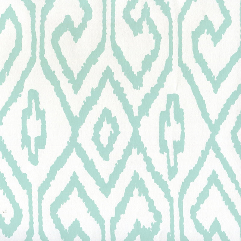 Sample 7240-04WP Aqua Iv, Turquoise on White by Quadrille Wallpaper