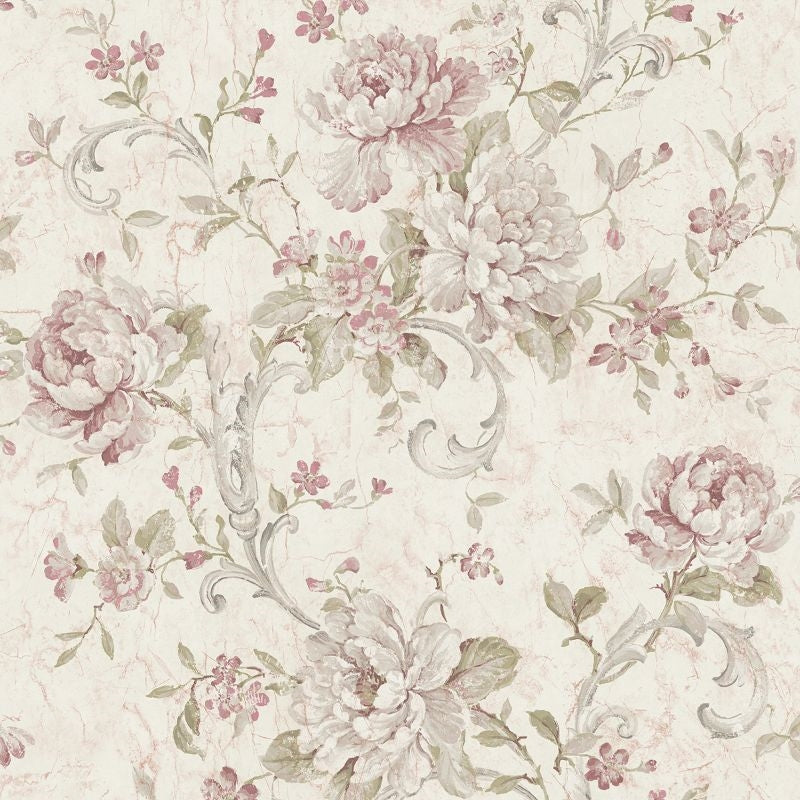 Acquire MV80409 Vintage Home 2 Floral Scroll by Wallquest Wallpaper