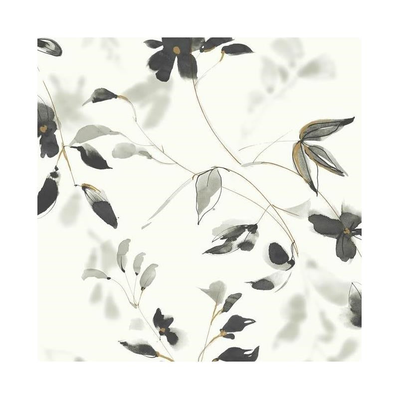 Sample - SO2442 Tranquil, Linden Flower color Black,  by Candice Olson Wallpaper