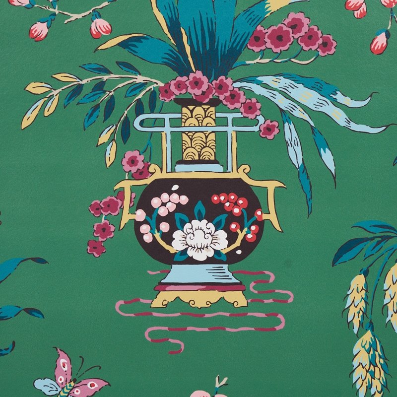 Acquire 5013582 Ming Vase Jade Schumacher Wallcovering Wallpaper
