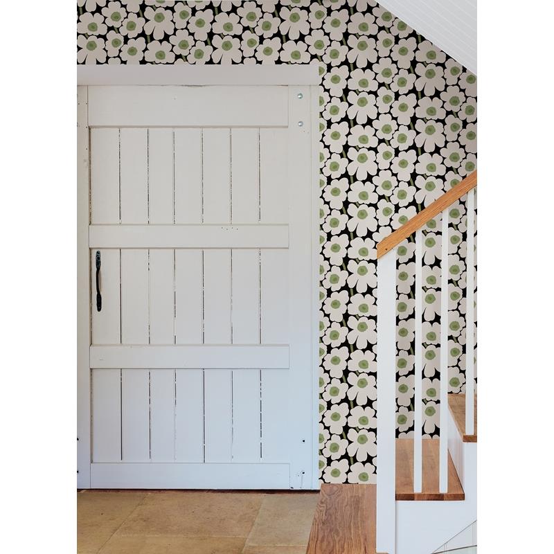 MKS4494 Marimekko Black Pieni Unikko Peel &amp; Stick Wallpaper by NuWallpaper3