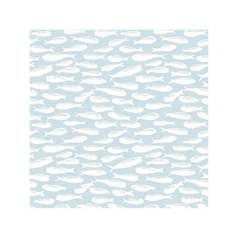 Sample 3122-10504 Flora and Fauna Nunkie Aqua Sardine by Chesapeake Wallpaper