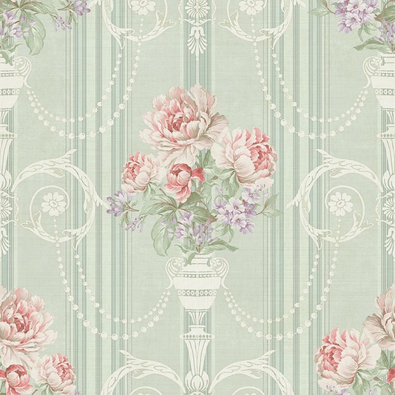 Find VA10704 Via Allure 2 Stripe Bouquet  by Wallquest Wallpaper