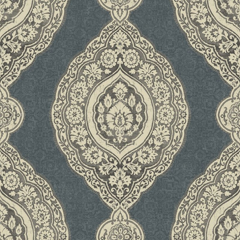 Sample RN70218 Jaipur 2 Oval Medallion Stripe Wallquest