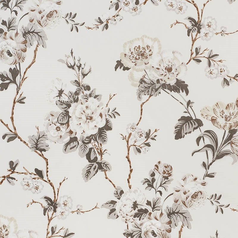 Purchase sample of 178401 Betty Chintz, Charcoal by Schumacher Fabric