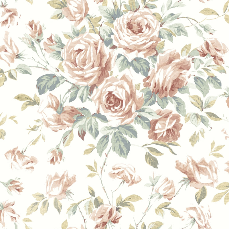 Sample 4072-70022 Delphine, Manon Blush Rose Stitch Wallpaper by Chesapeake
