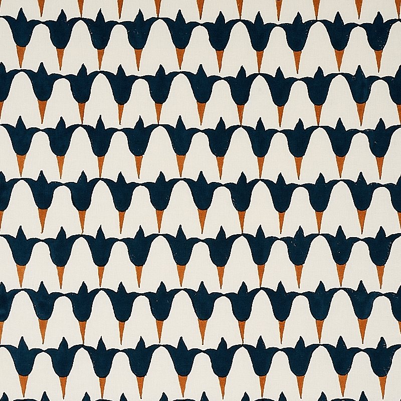 Purchase sample of 179822 Tulip Hand Block, Midnight and Copper by Schumacher Fabric