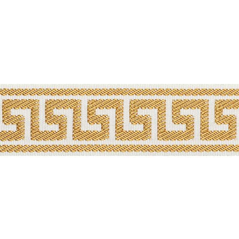 74683 | Etienne Silk Greek Key Narrow, Gold - Schumacher Fabric