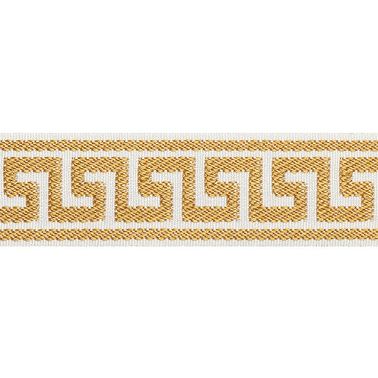 74683 | Etienne Silk Greek Key Narrow, Gold - Schumacher Fabric
