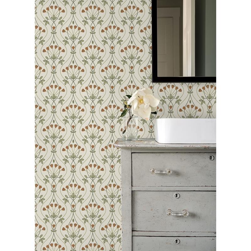 Looking for 2970-26146 Revival Dard Green Tulip Ogee Wallpaper Green A-Street Prints Wallpaper