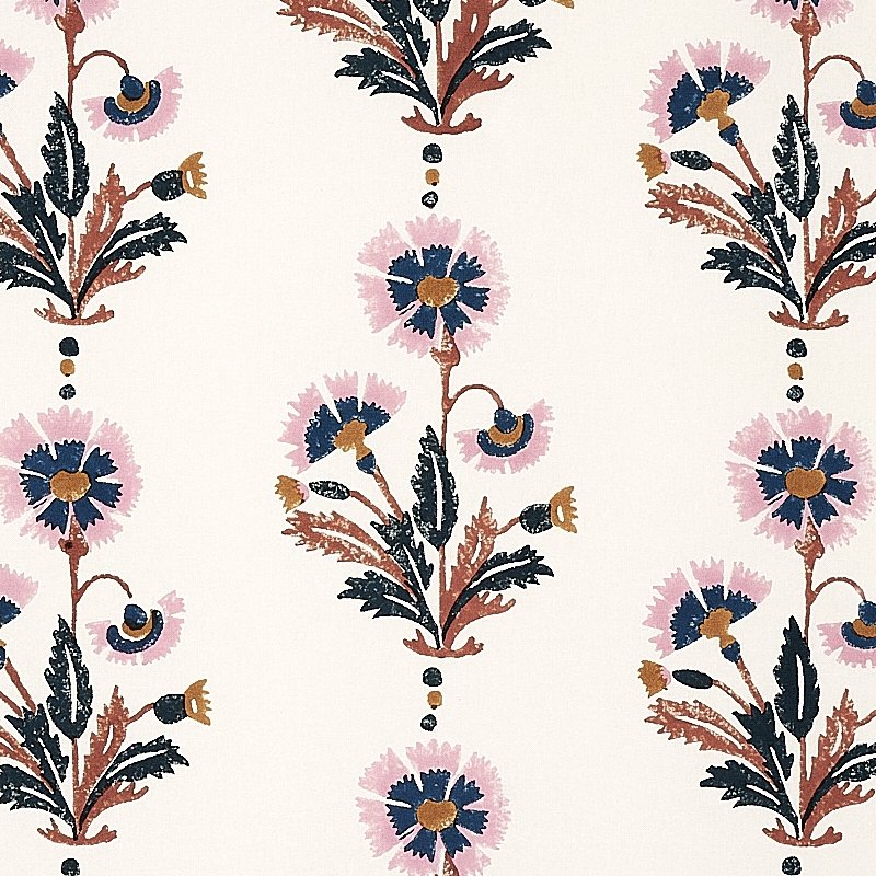 Save 179740 Dianthus Hand Block Print Rust And Rose By Schumacher Fabric