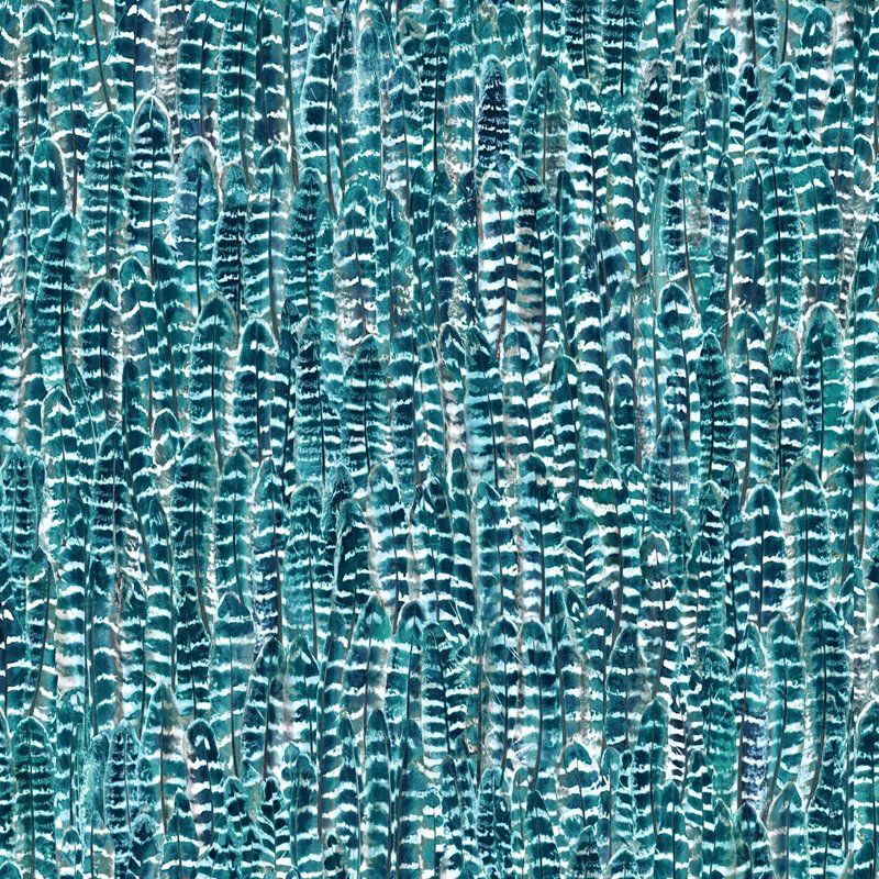 Buy DD347393 Design Department Identity Teal Feathers Wallpaper Teal Brewster
