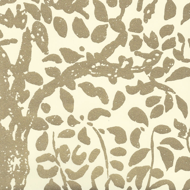 Sample 2030-10MWP Arbre De Matisse, Gold Metallic on Off White by Quadrille Wallpaper