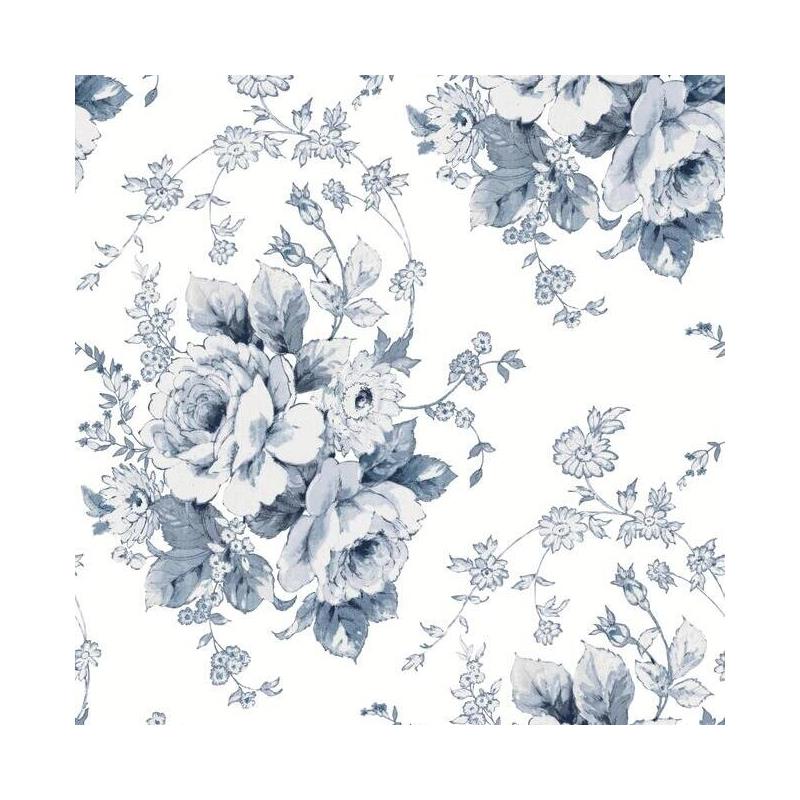 Sample FH4087 Simply Farmhouse, Heritage Rose Navy White York Wallpaper