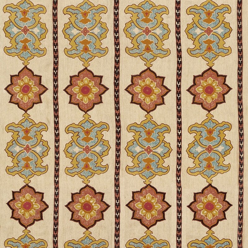 Purchase sample of 175181 Temara Embroidered Print, Spice by Schumacher Fabric