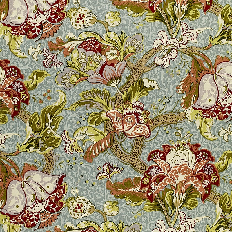 Purchase sample of 1319001 Ariella Jacobean, Robin'S Egg by Schumacher Fabric