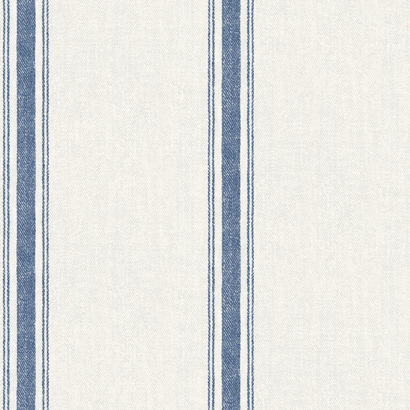 Sample 3115-12462 Farmhouse, Linette Blue Fabric Stripe by Chesapeake Wallpaper