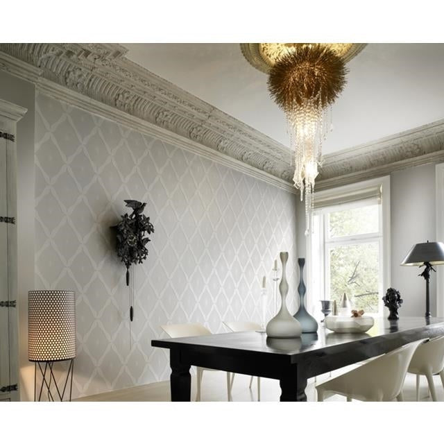 Save WW-268651 Cosy White Grey Diamond by Washington Wallpaper