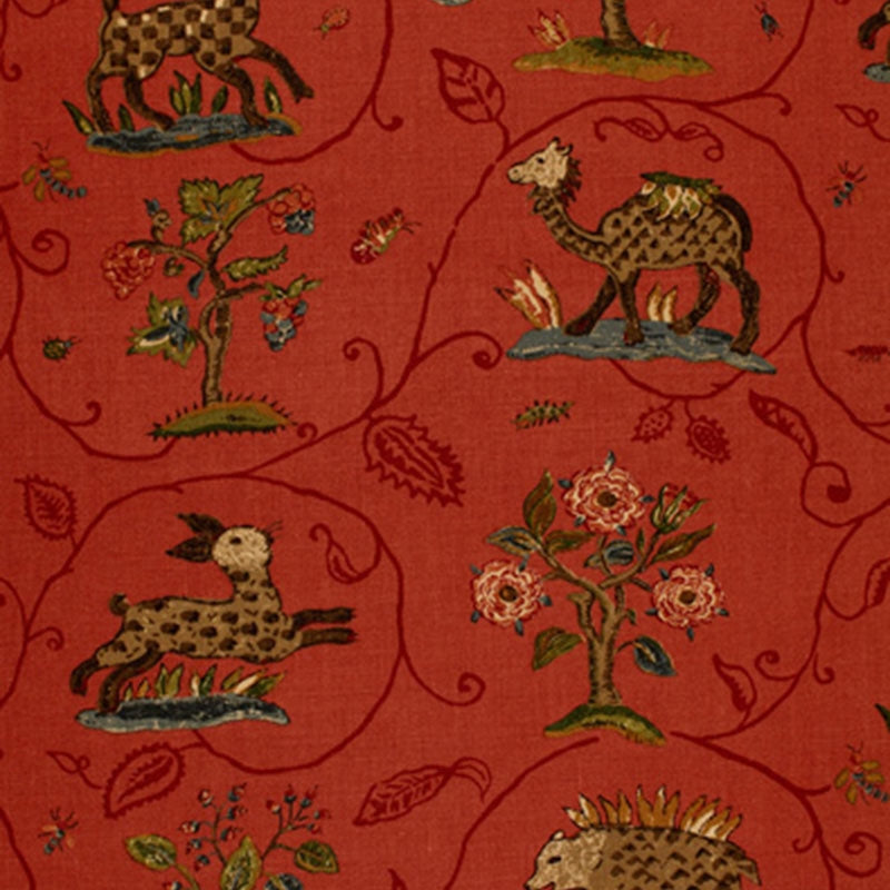 Order 172762 La Menagerie Flame Red by Schumacher Fabric