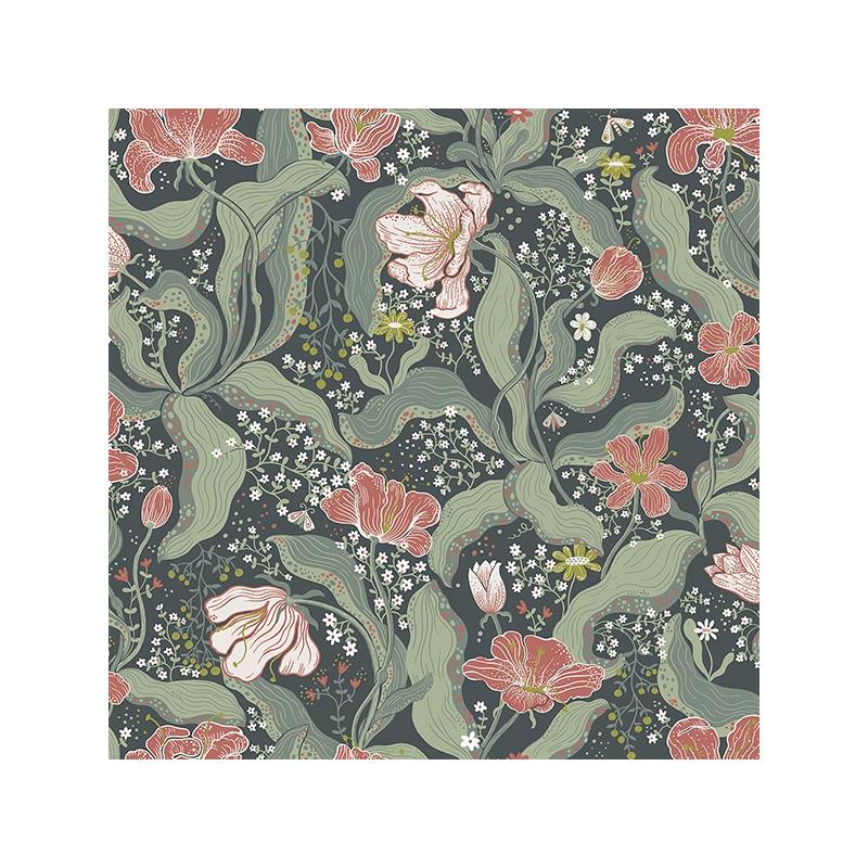Sample 2932-65116 Lina, Bodri Turquoise Tulip Garden  by A-Street Prints Wallpaper