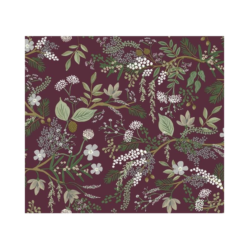 Sample RI5164 Rifle Paper Co. Juniper Forest Burgundy York Wallpaper