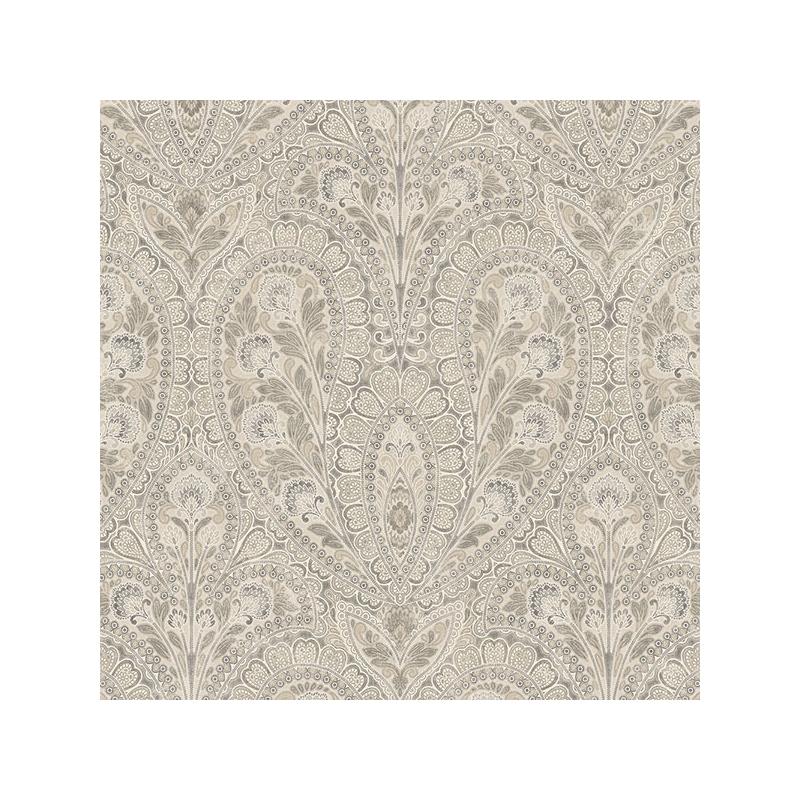 Sample AF37729 Flourish Abby Rose 4, Beige Ornamental Wallpaper Beige, Coffee Greys by Norwall