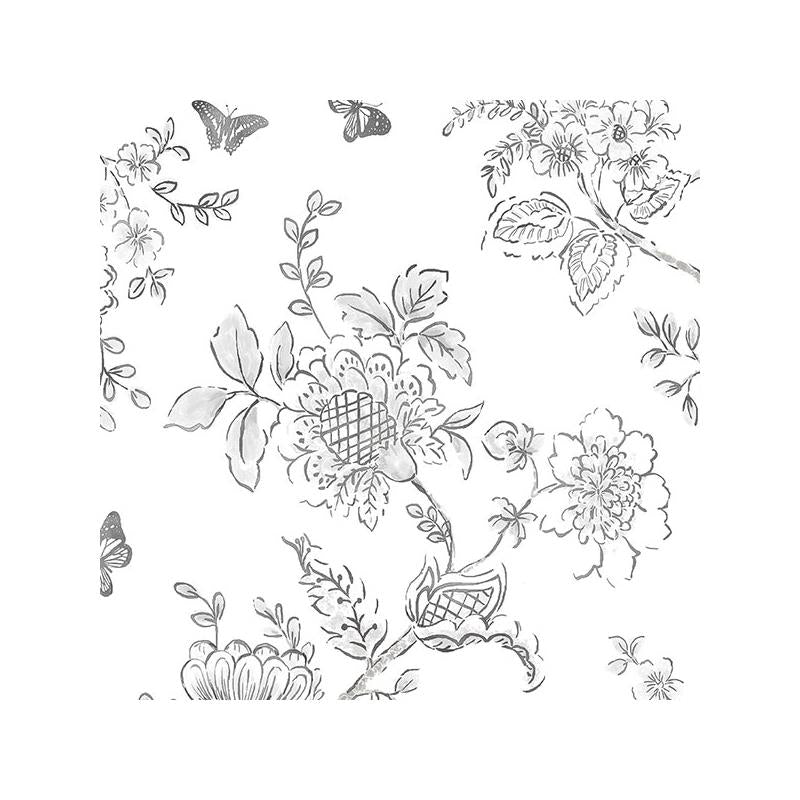 Sample FH37540 Farmhouse Living Butterfly Toile  Norwall Wallpaper