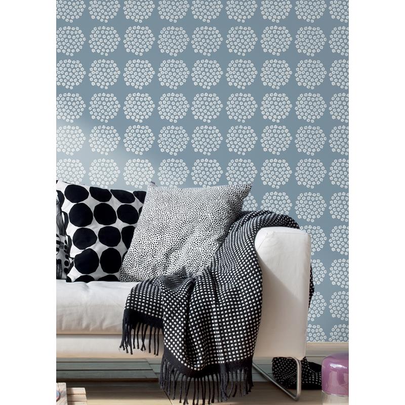 MKS4499 Marimekko Blue Puketti Peel &amp; Stick Wallpaper by NuWallpaper4