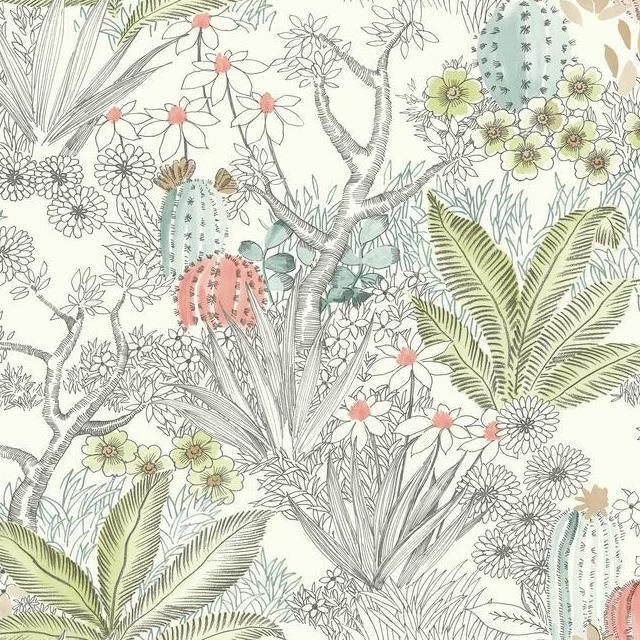 Save ON1613 Outdoors In Flowering Desert color Grey Floral by York Wallpaper