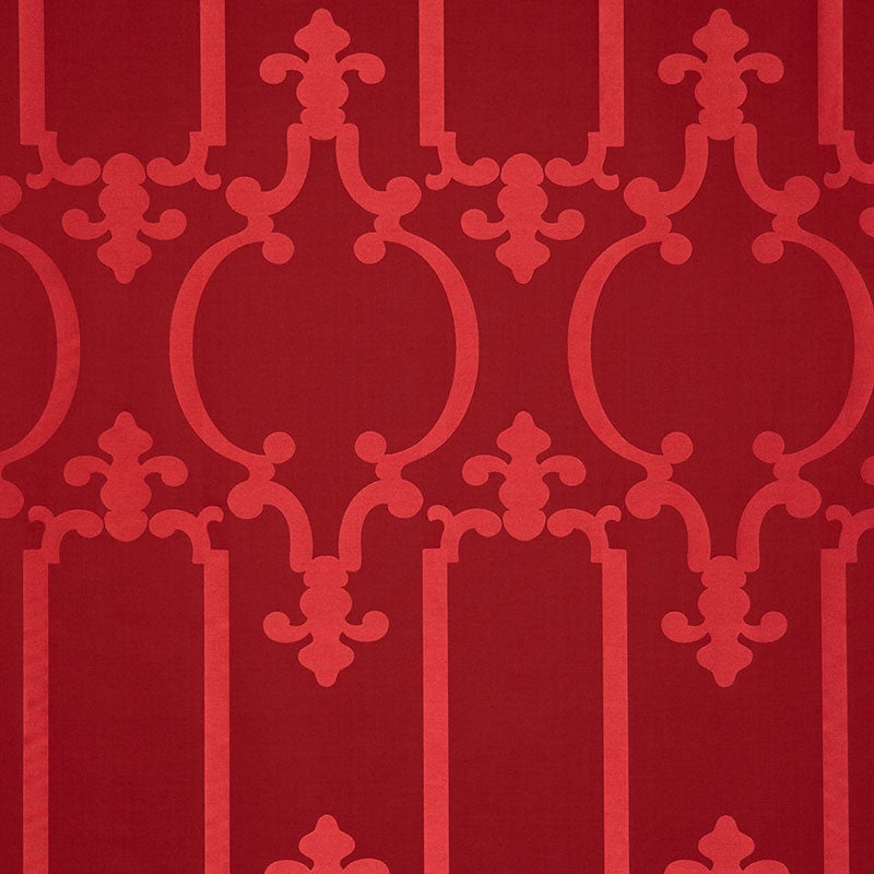 Purchase sample of 55864 Ornamental Silk, Ruby Lacquer by Schumacher Fabric