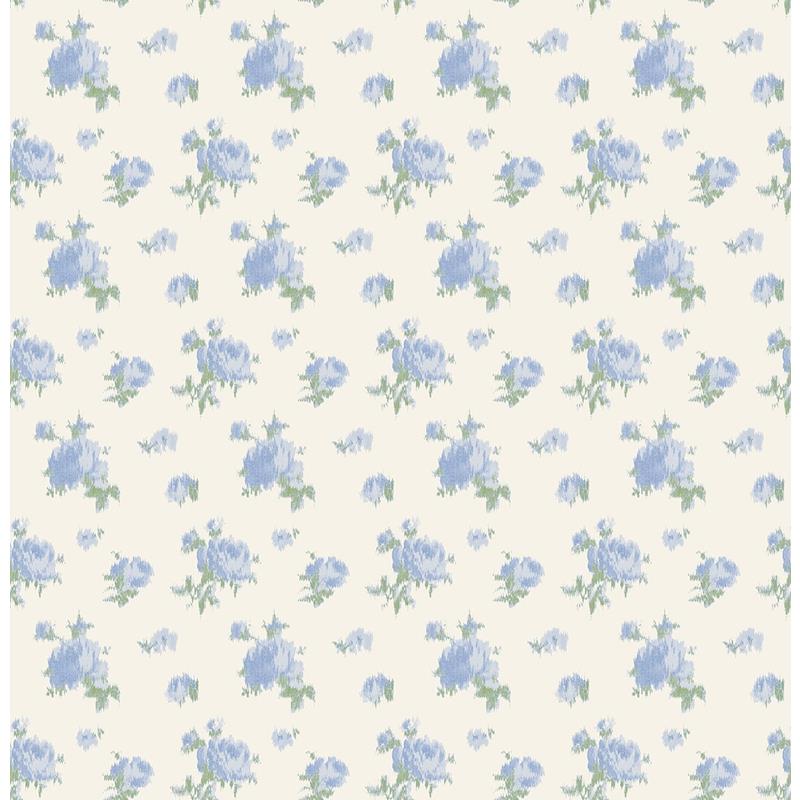 Sample AST4107 LoveShackFancy, Ikat Rose Blue Small Print by A-Street Prints Wallpaper