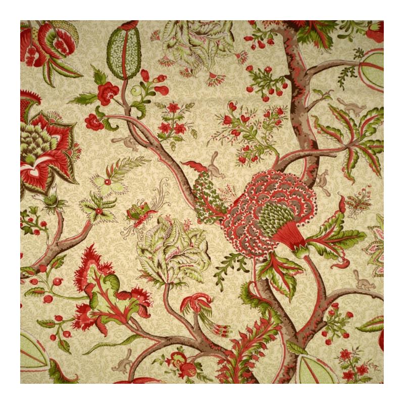 Sample 16430-005 Pondicherry, Turkey Red On Lime by Scalamandre Fabric (SC 000516430)